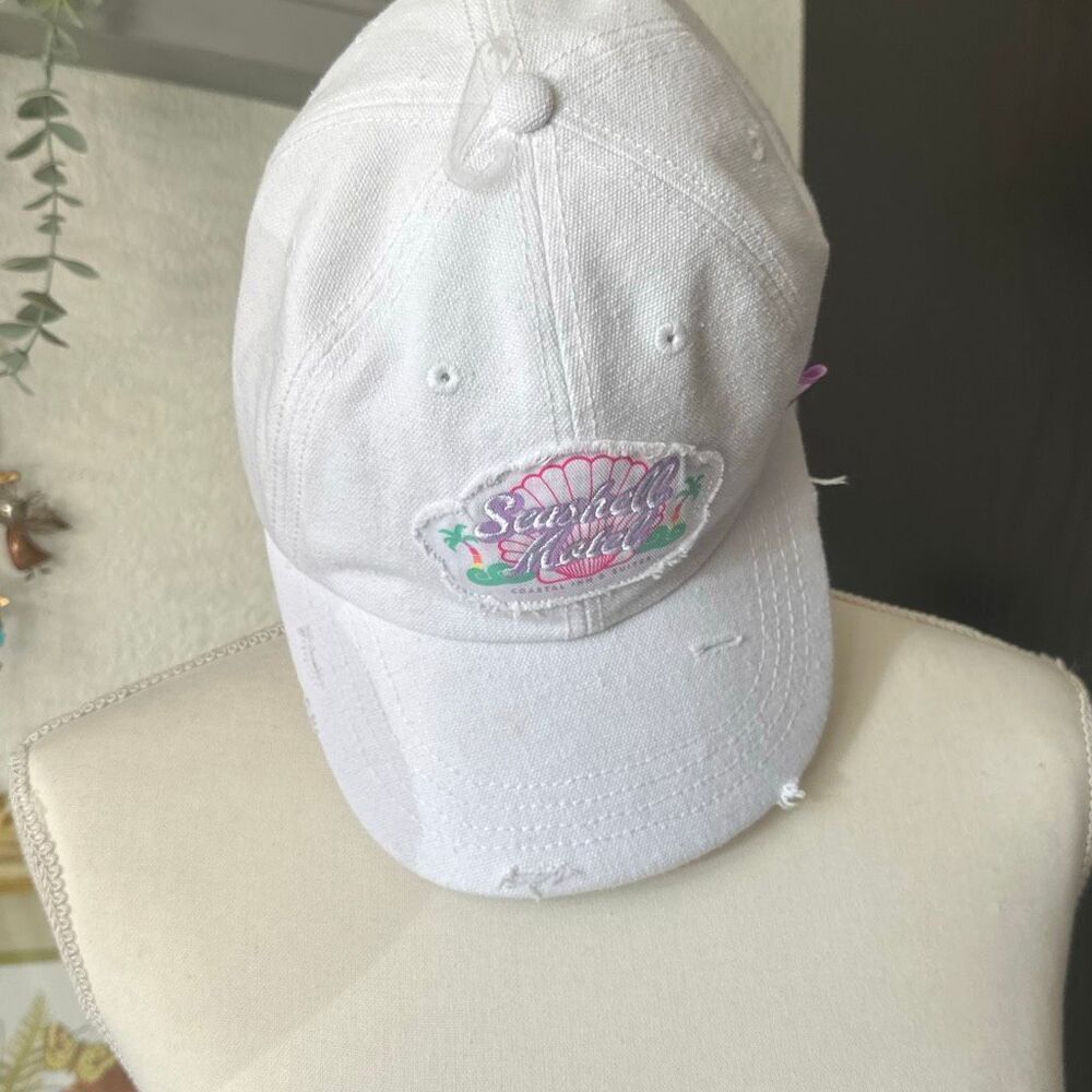 Seashell Motel one size white womens baseball hat / cap NWT